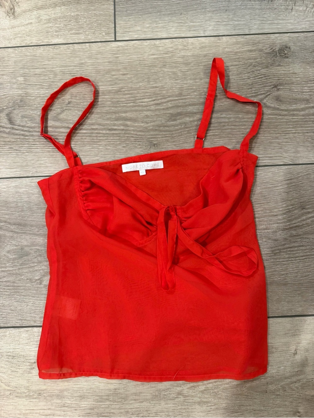 Nasty Gal Red Tie-Front Sheer Cami Top